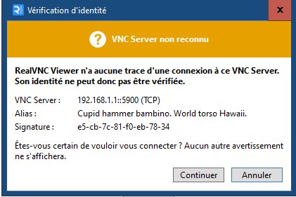 Alerte sécurité de la nouvelle connexion VNC