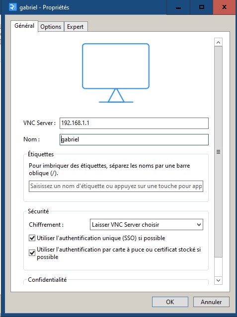 Paramètre de la connexion au serveur VNC