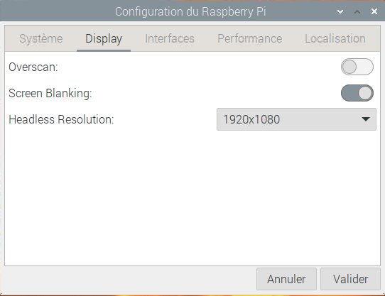 Interface paramètres Display du Raspberry pi