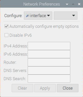 Interface préférence réseau du Raspberry pi