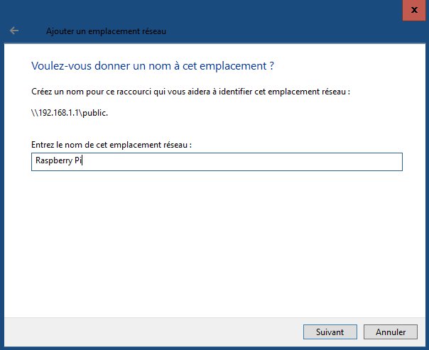 Choix du nom du partage qui sera affiché dans l'explorateur