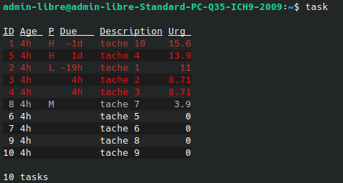 liste de tâche avec date d'échéance