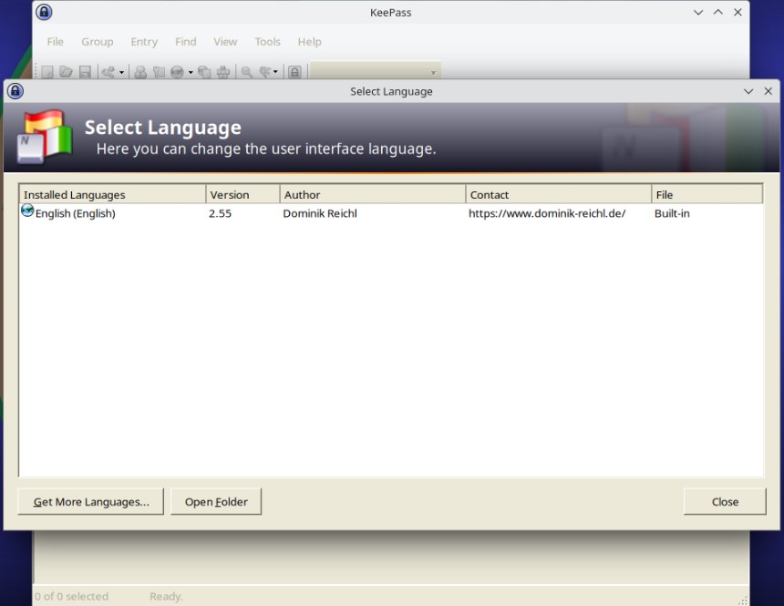 Affichage des langues disponibles
