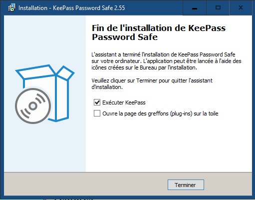 Fin de l'installation de Keepass