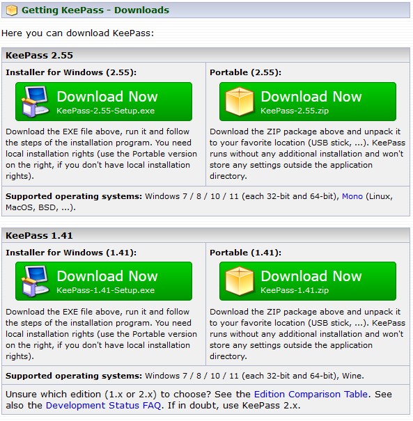 Keepass Téléchargement