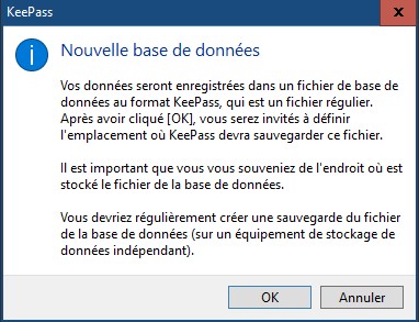 Message informatif sur la gestion du fichier des mots de passe
