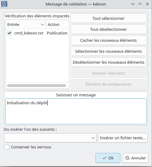 Boite de dialogue de publication