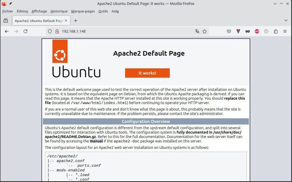 Affichage du site pas défaut de HTTPD